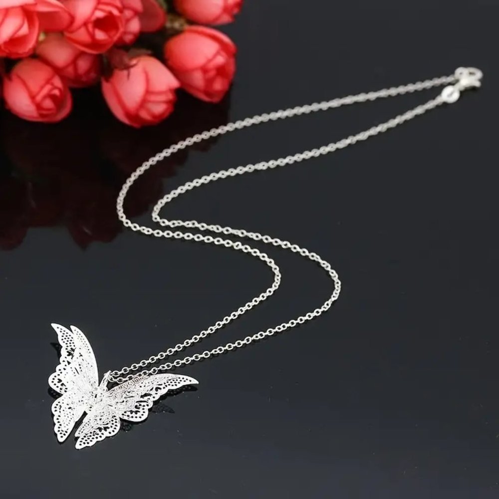 Silver-Tone Butterfly Necklace - Picture 5 of 5